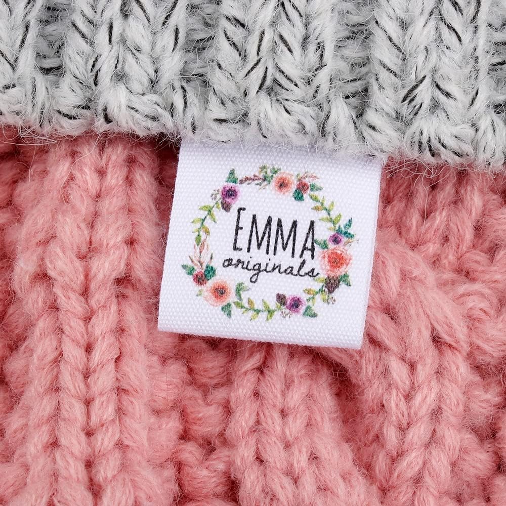 Etiquetas personalizadas de tela,Etiquetas termoadhesivas personalizadas para ropa,Personalizable,Etiquetas de Costura Hechas a Mano para Tejer, acolchar Manualidades y pequeñas Empresas (50 pieces)