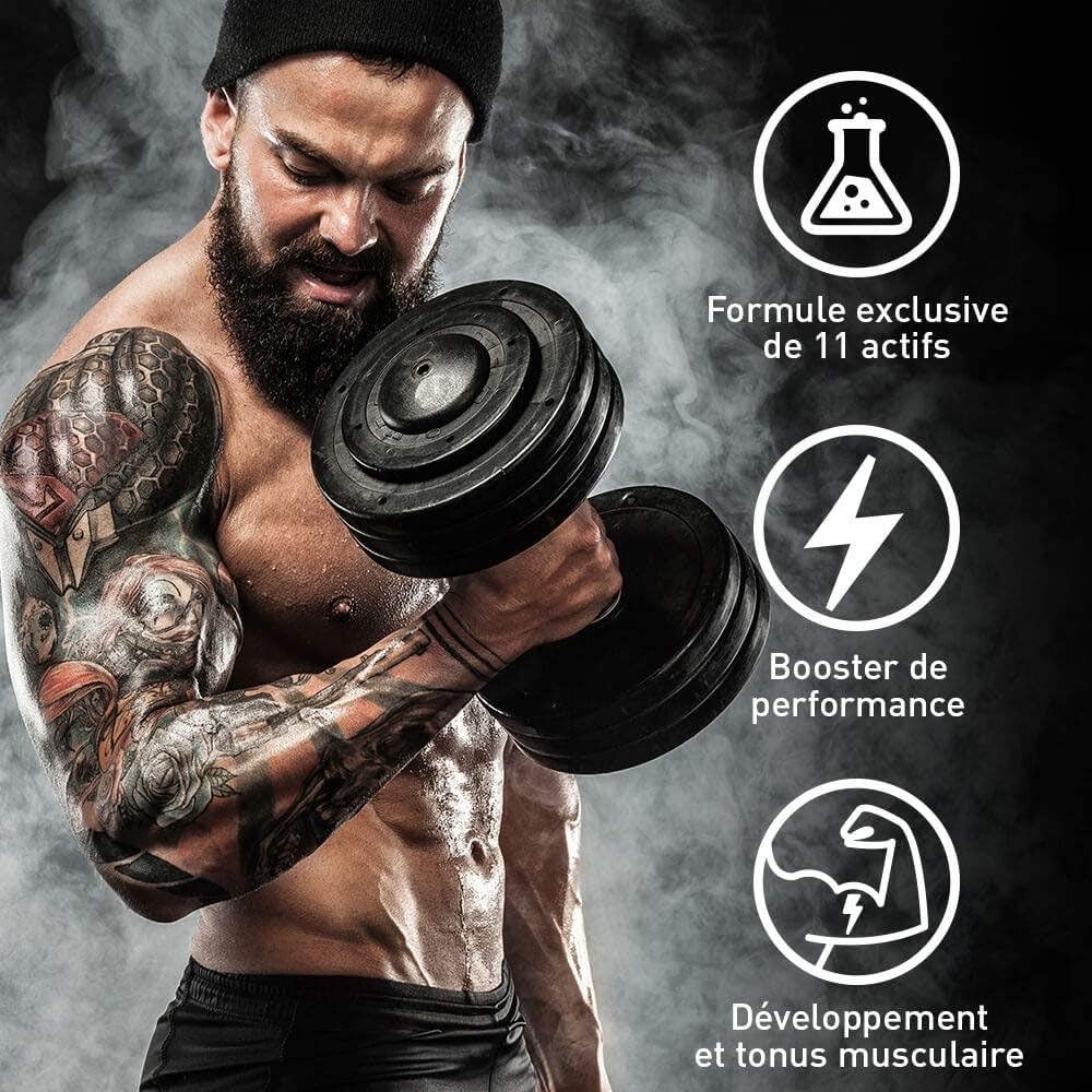 BOOSTER MUSCULATION Turbo Testo Pro Series - Puissance Maximale - Booste les Performances - Puissance, Endurance, Entretien Musculaire, Prise de Masse - Programme 30J - 120 Comprimés - Eric Favre