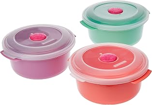 Conjunto de 3 Potes Plásticos de 530 ml, Três Cores, LInha Vac Freezer, Sanremo