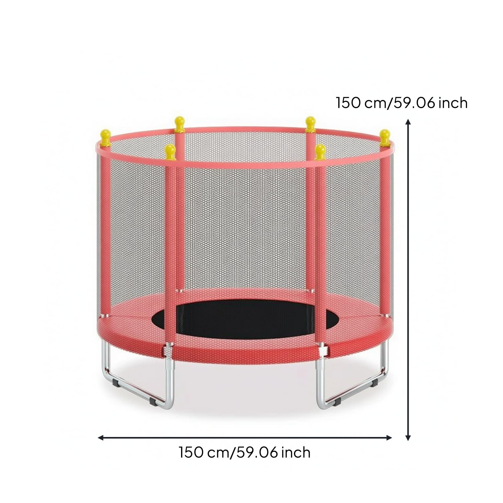 Cama Elástica para Niños Cama Elástica Red de Aro de Baloncesto con Pelota y Bomba Estructura de Acero y Tapete PP Adecuada para Ejercicio Infantil Desarrollo Motor