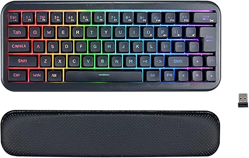 Teclado inalámbrico para juegos %60, recargable de 2000 mAh, 2.4 G, teclado inalámbrico retroiluminado LED, teclado ergonómico con teclas