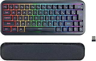 %60 Wireless Gaming Keyboard, Rechargeable 2000mAh 2.4G LED Backlit Wireless Keyboard, Ergonomic Keyboard with Mechanical Sensory Keys, for PC PS4 Xbox One Mac, Teclado Gamer