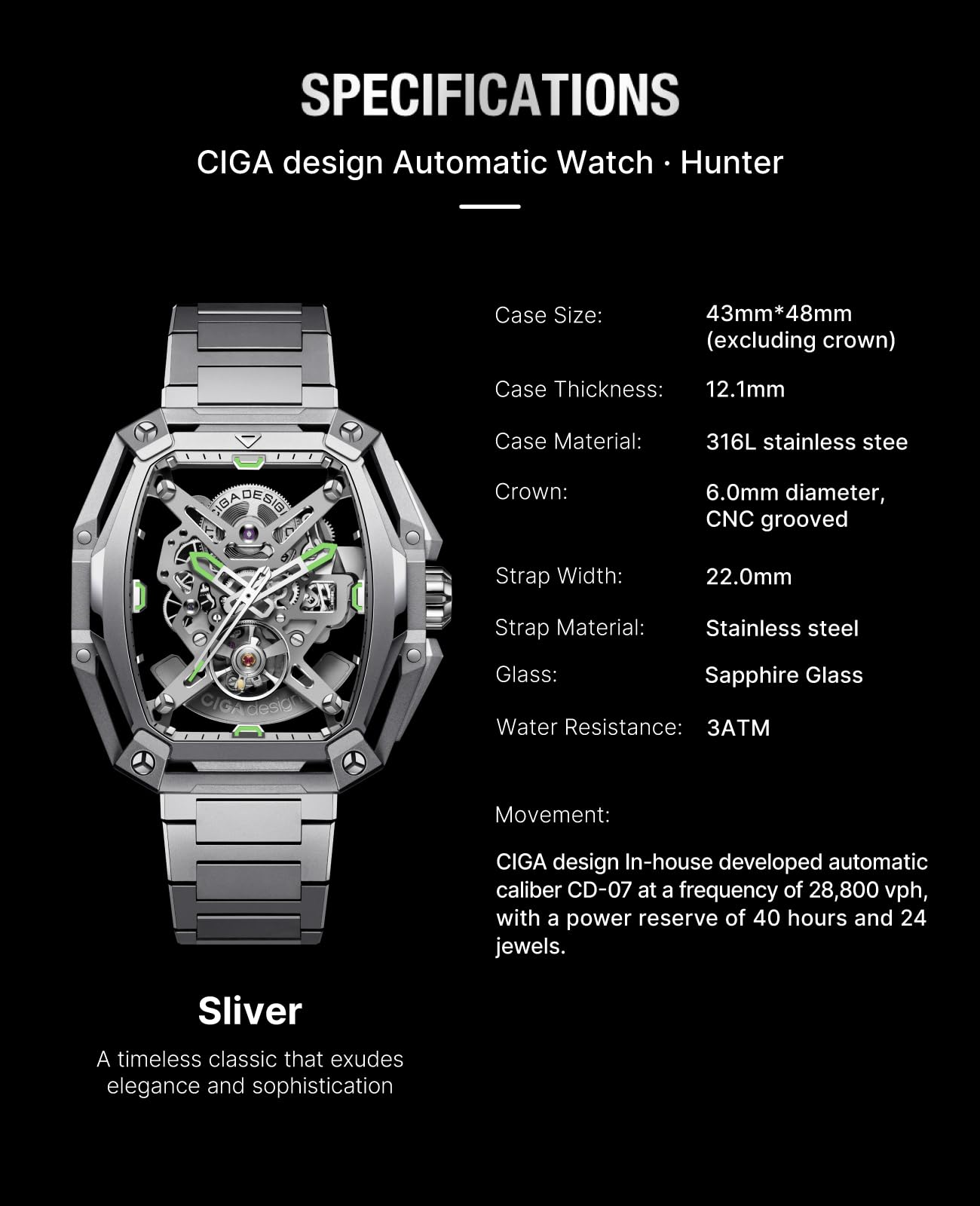 CIGA Design Hunter Reloj Automático Hombre