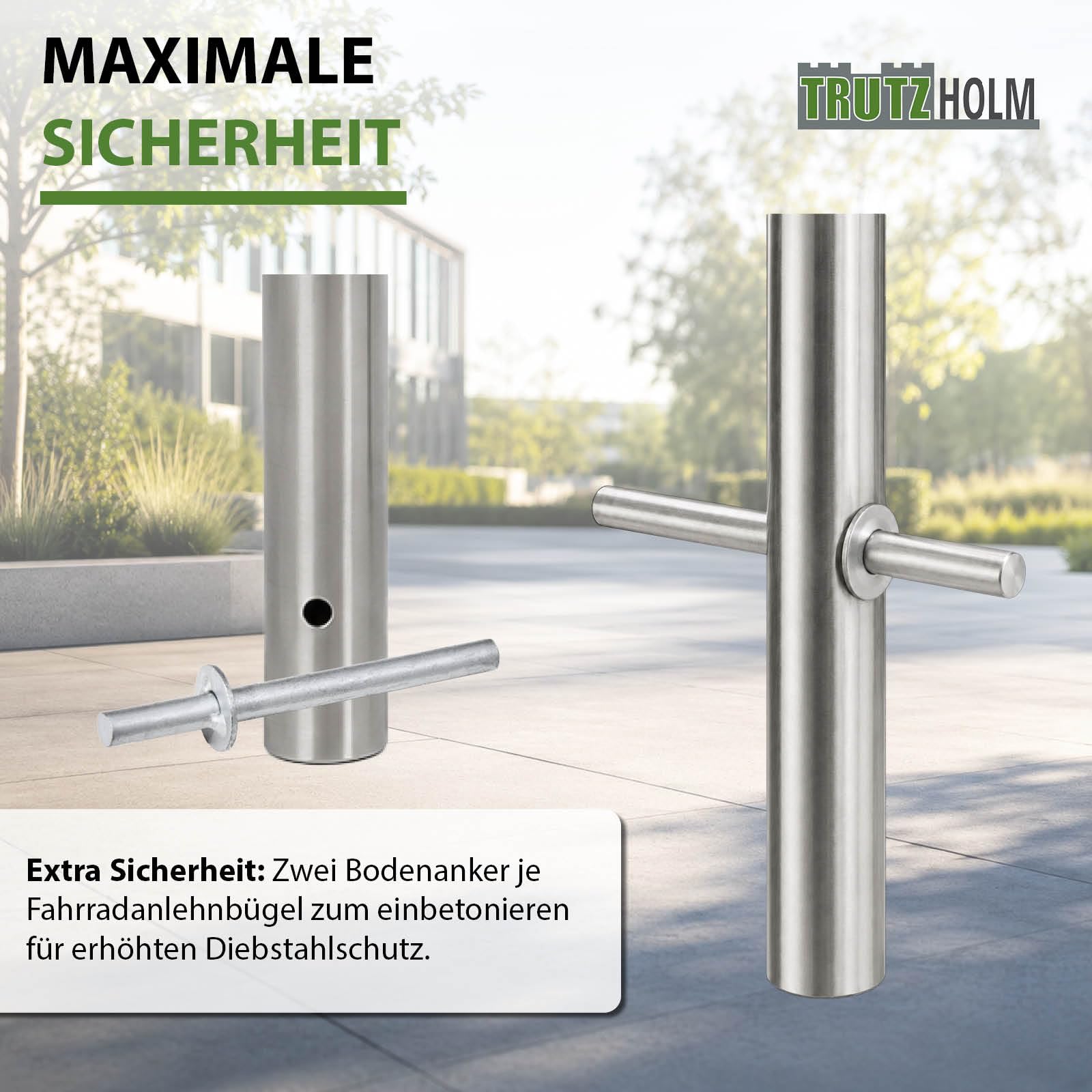 TRUTZHOLM Fahrradanlehnbügel Fahrradständer Edelstahl 115x58 cm Ø 60mm | Anlehnbügel, Anlehnständer, Poller, Baumschutzbügel