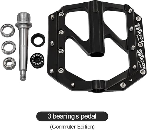 Miniatura 7 de FOOKER - Pedales de bicicleta de montaña, antideslizantes, pedales planos de aleación de 916 pulgadas, 3 rodamientos para bicicleta de carretera,