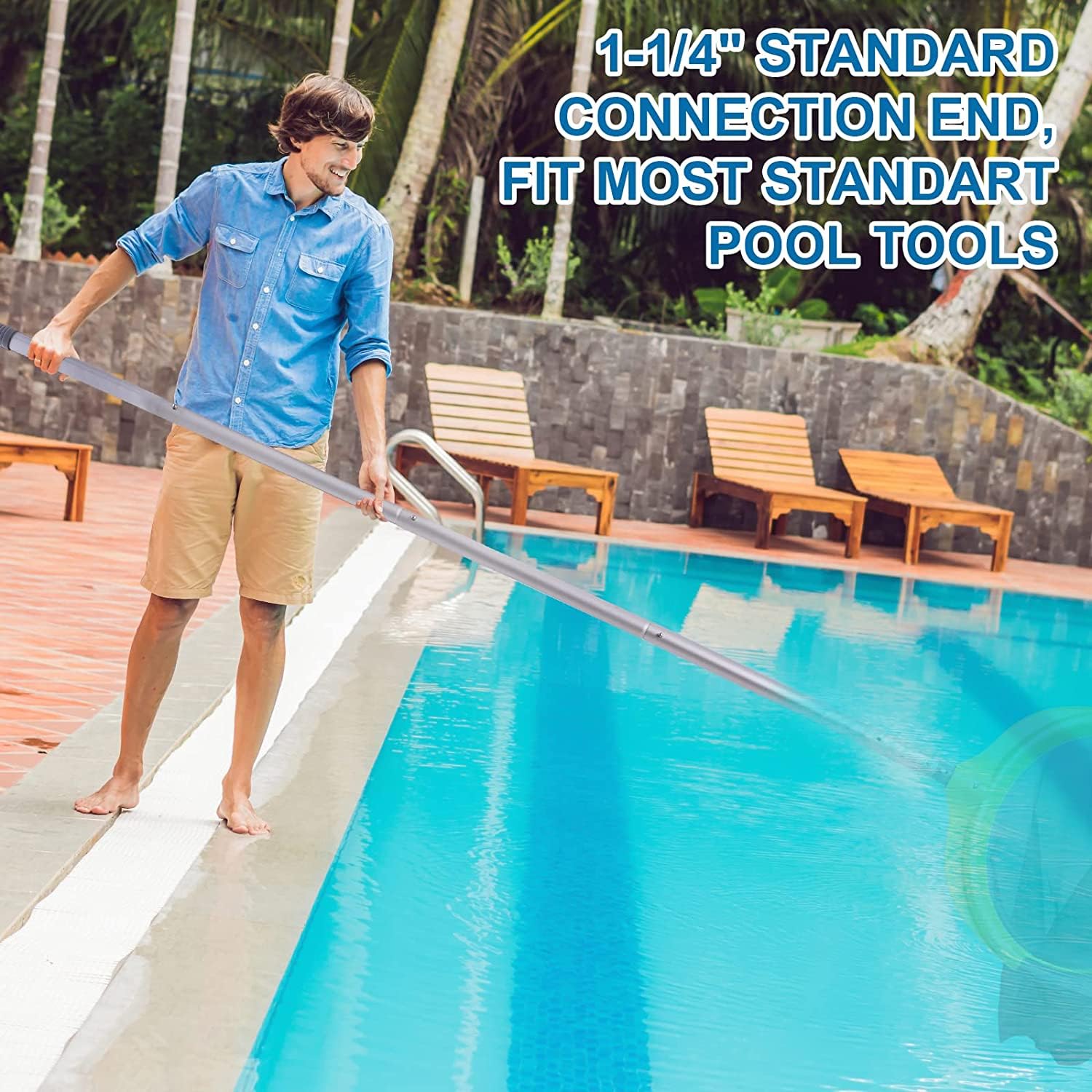Barre télescopique en aluminium pour nettoyage de piscine réglable de 1 m à 3,20 m, GT215