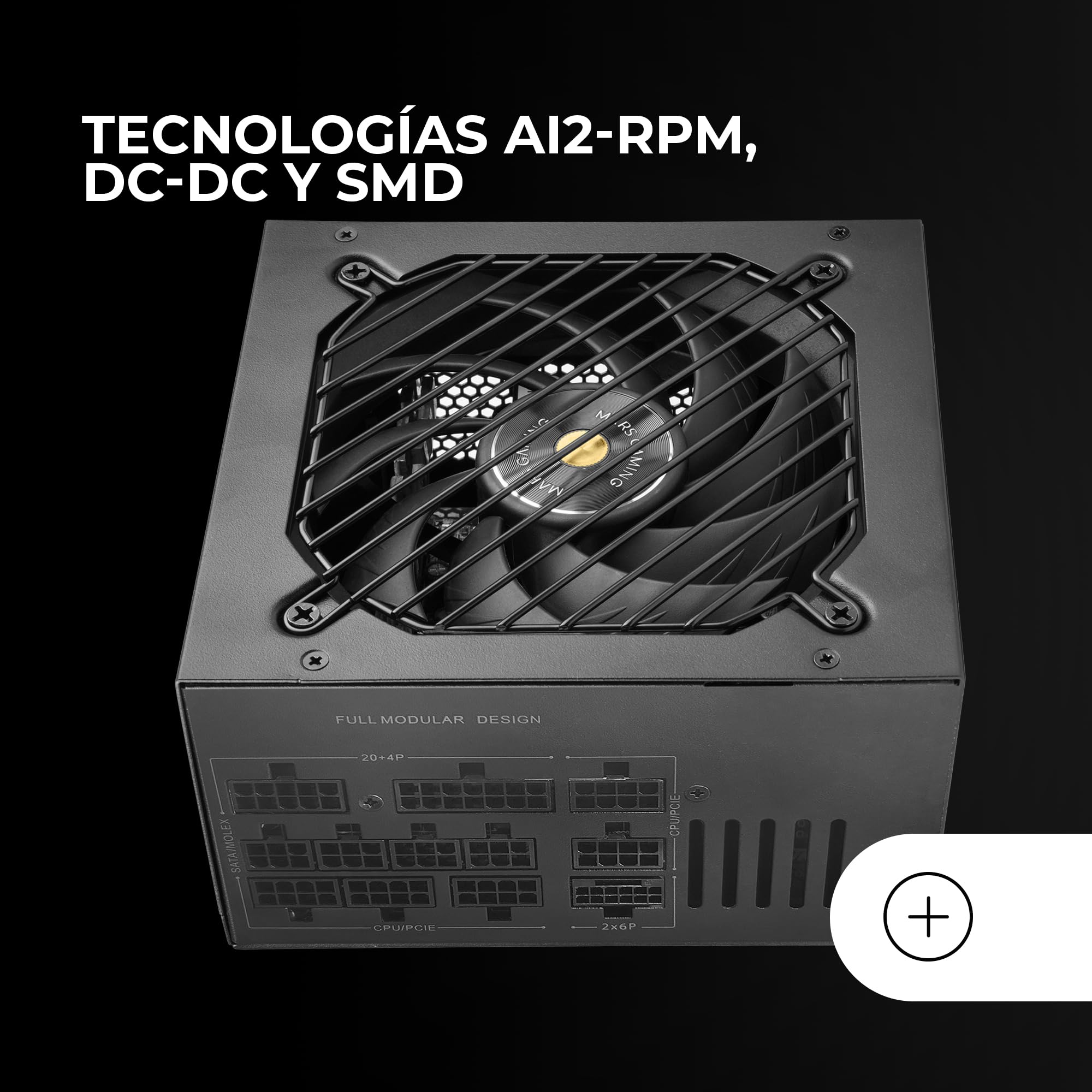 MARS GAMING MPB1000SIM, Alimentatore Full Modular ATX 1000W, 7 Anni Garanzia, 80Plus Gold 90%, Ventola SI Extreme Silence 140mm, Tecnologie AI2-RPM, Condensatori Giapponesi, Nero