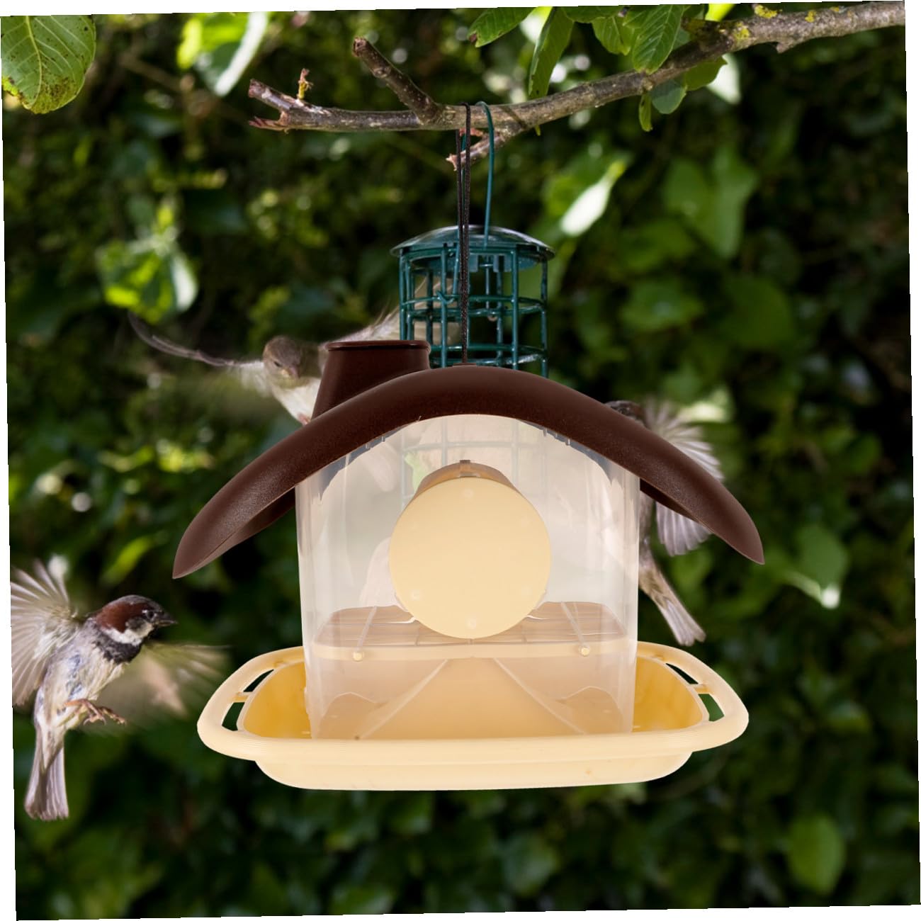 Happyyami 2stücke Hängender Vogelfutterspender Für Balkon Und Garten Wasserdichter Halautomatischer Futterhalter Für Wildvögel Zur Dekorativen Gestaltung Ihres Außenbereichs