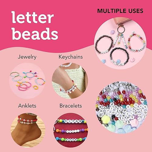 Miniatura 3 de Incraftables Cuentas de letras de 3 colores para la fabricación de joyas (0.276 in, 1080 piezas). Alfabeto A-Z negro, plata y oro rosa para pulseras