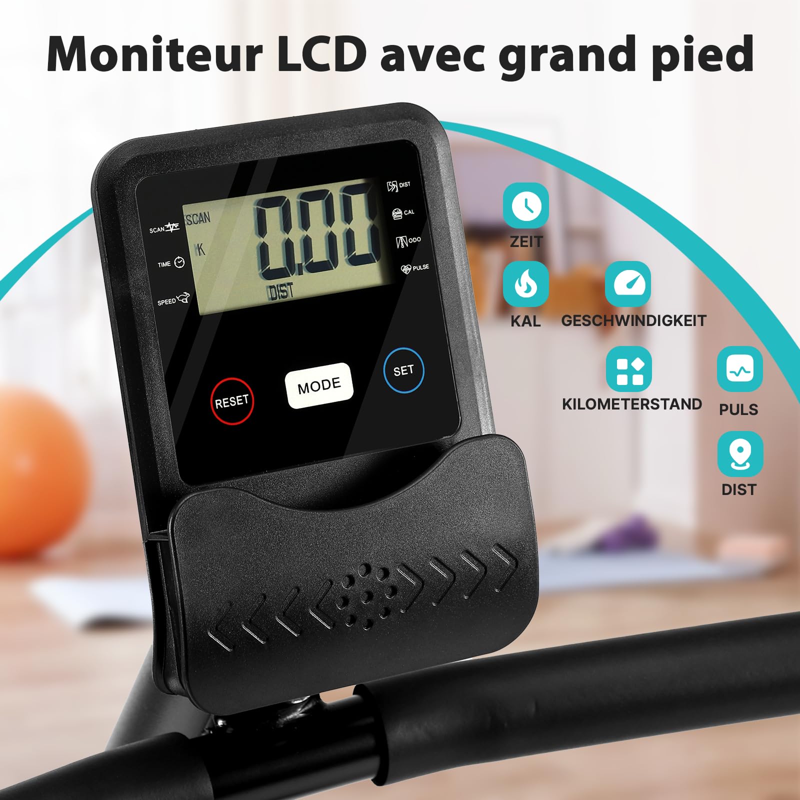 Wenoker ergomètre d'appartement avec frein magnétique, capteurs de pouls et écran LCD, 8 niveaux de résistance jusqu'à 160 kg, ergomètre d'assise avec dossier pour personnes âgées