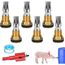 6PCS Pig Waterer Nipple, Automatic Pig Nipple Water Drinker for Barrel Kit, Stainless Steel Hog Water Drinker Feeder with Brass Waterer Tank Connectors Kit for Pig Goats Swine Piglets Drinking