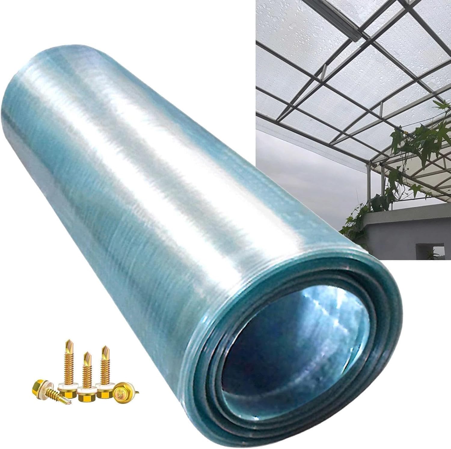 Premium Clear Pergola Roof Panels,0.8mm Polycarbonate UV Resistant Greenhouse Roof Panels,0.5/0.6/0.7/0.8/1/1.2/1.5m,1-20m,for Greenhouses, Sheds, Carports, Huts, Kennels or Garages(0.6x5m(2x16.4ft))