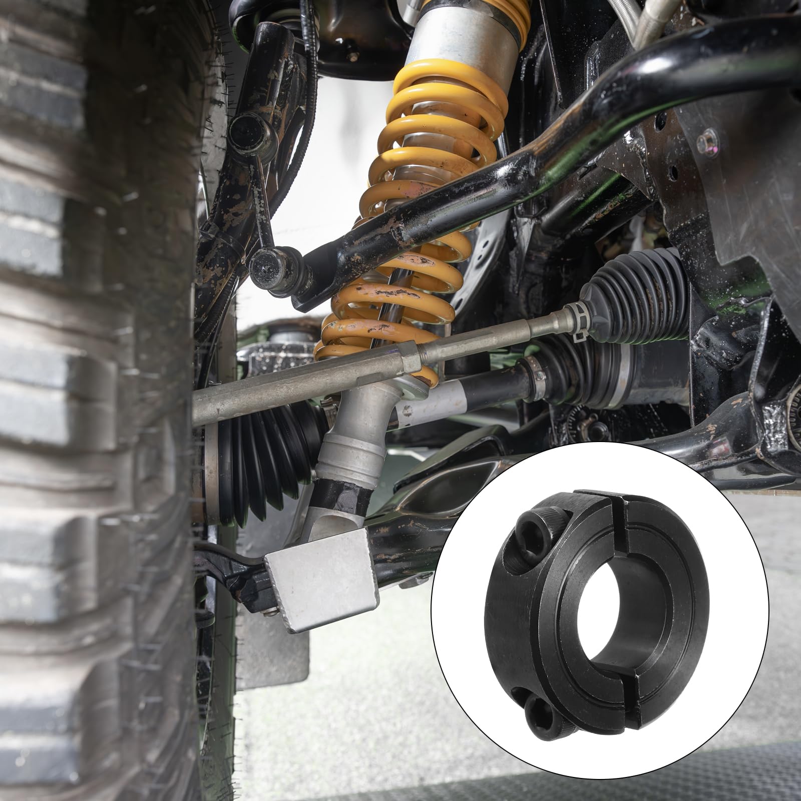 QUARKZMAN 2 Stück Stellringe 19mm Bohrung 38mm AD 13mm Breite Kohlenstoffstahl Tiefenanschlagringe Doppelt Geteilter Wellenringe für Zahnradbaugruppe Auto Eisenbahn CNC Maschine Schwarz