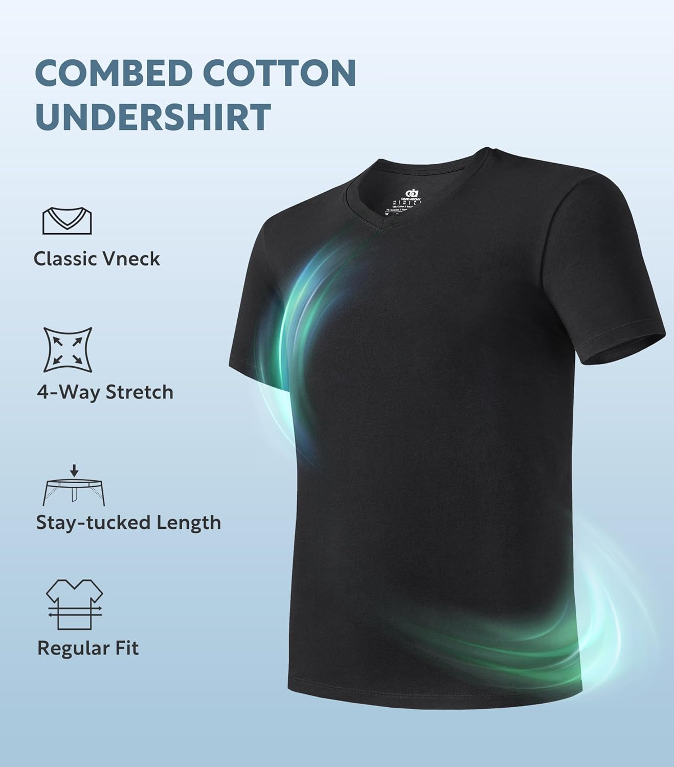 DAVID ARCHY Men's Undershirts Combed Cotton T-Shirt Soft Moisture-Wicking Undershirt Crew Neck or V Neck Tees 3 Pack - Image 4