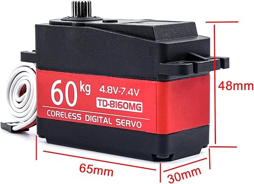 Miniatura 3 de Servo de 132.3lbs resistente al agua, 180 grados de alto par sin núcleo, servo digital, equipo mental para RC coche RC robot