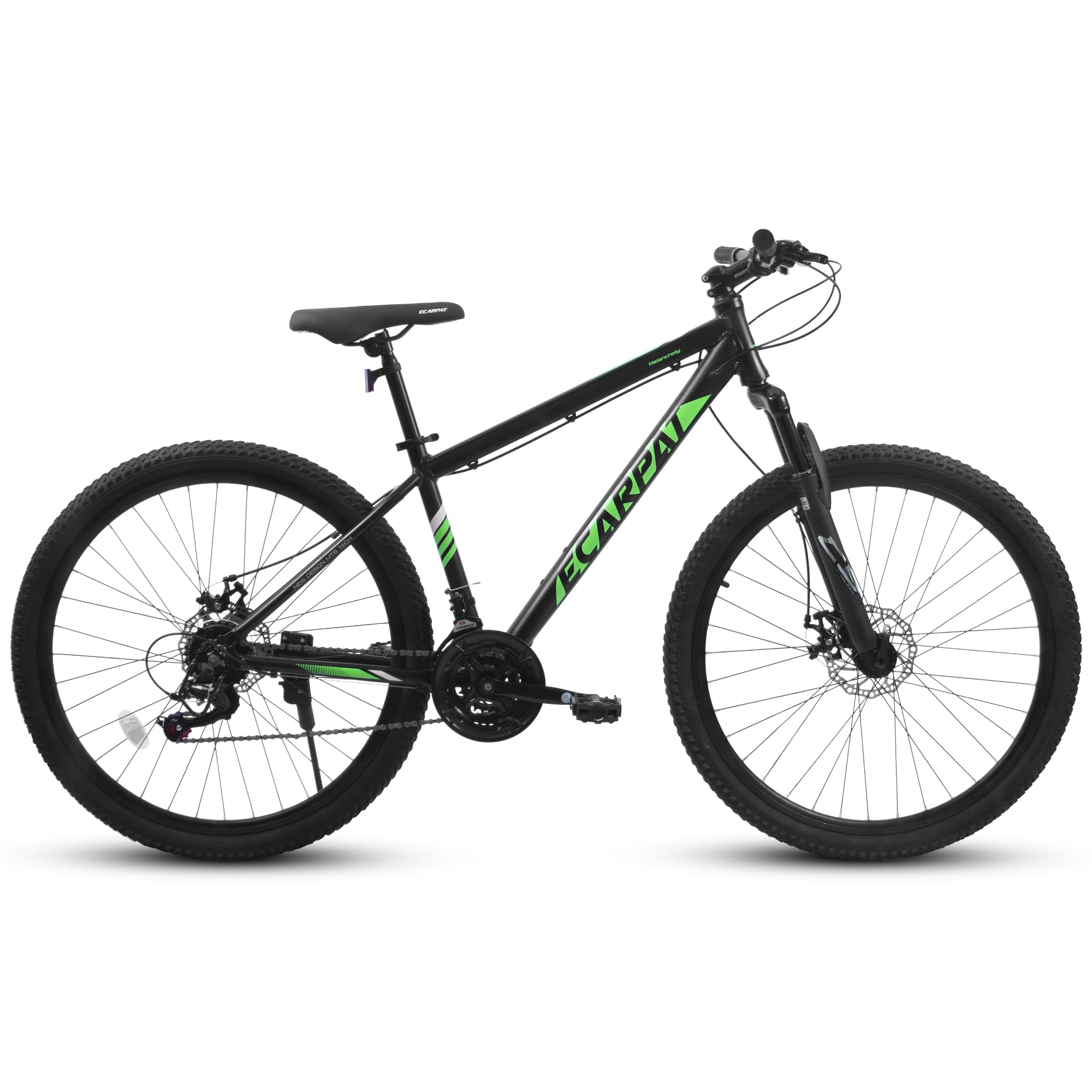 KWOJU 27 Inch Mountain Bike 21 Speed, Suspension Fork, Aluminum Frame Disc Brake, Mountain Biking for Both Men and Women (Black)