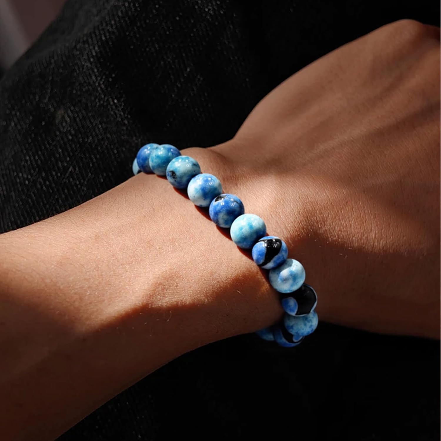Natural Energy Healing Stone Charm Bracelet 8mm Natural Energy Healing Lava Rock Bracelet - Unisex - Image 6