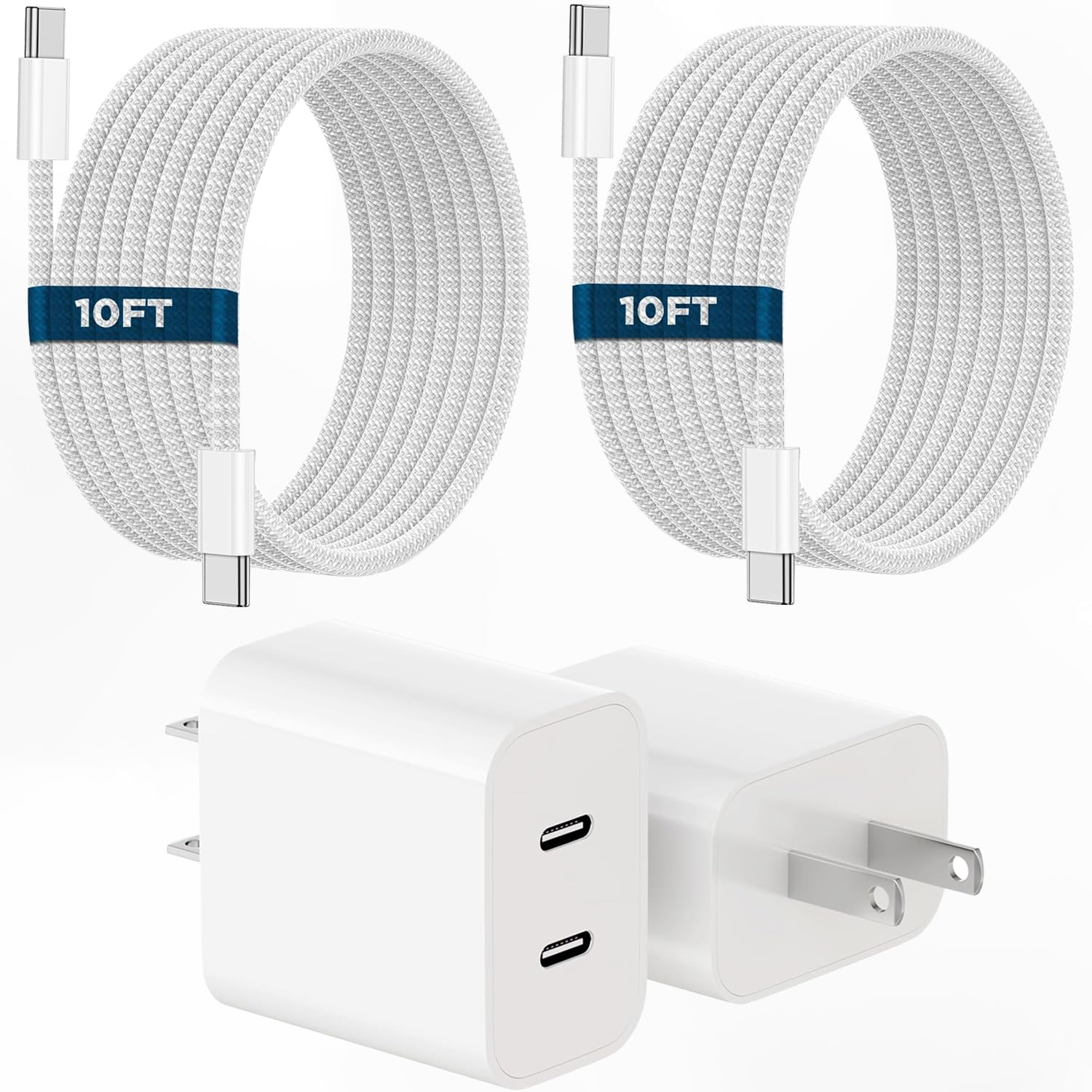 iPhone 17 16 15 Charger 2Pack PD Dual USB C Charger Block Fast Charging Wall Charger Plug with