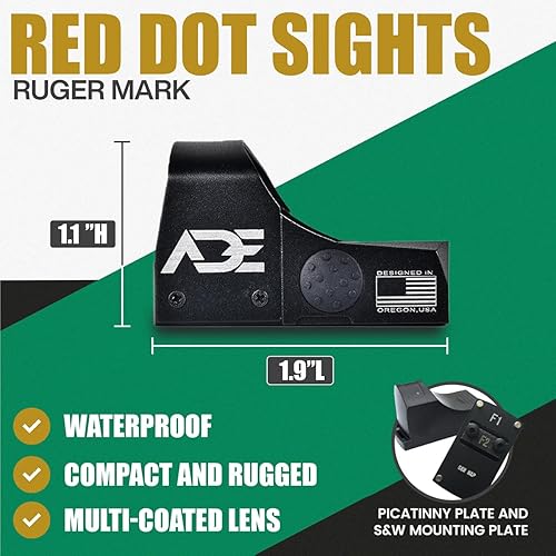 Miniatura 7 de ADE Advanced Optics RD3-009 5 MOA - Mira de punto rojo con placa de montaje para pistolas Smith & Wesson MP M&P, M&P 2.0, SD9VE, SD40VE + montaje