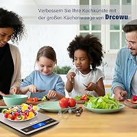 Drcowu Digitális Konyhai Mérleg 15kg - Vízálló LCD Kijelzős Ételmérleg 1g Pontossággal, Rozsdamentes Acél, Érintőgombos Tára Funkcióval 9