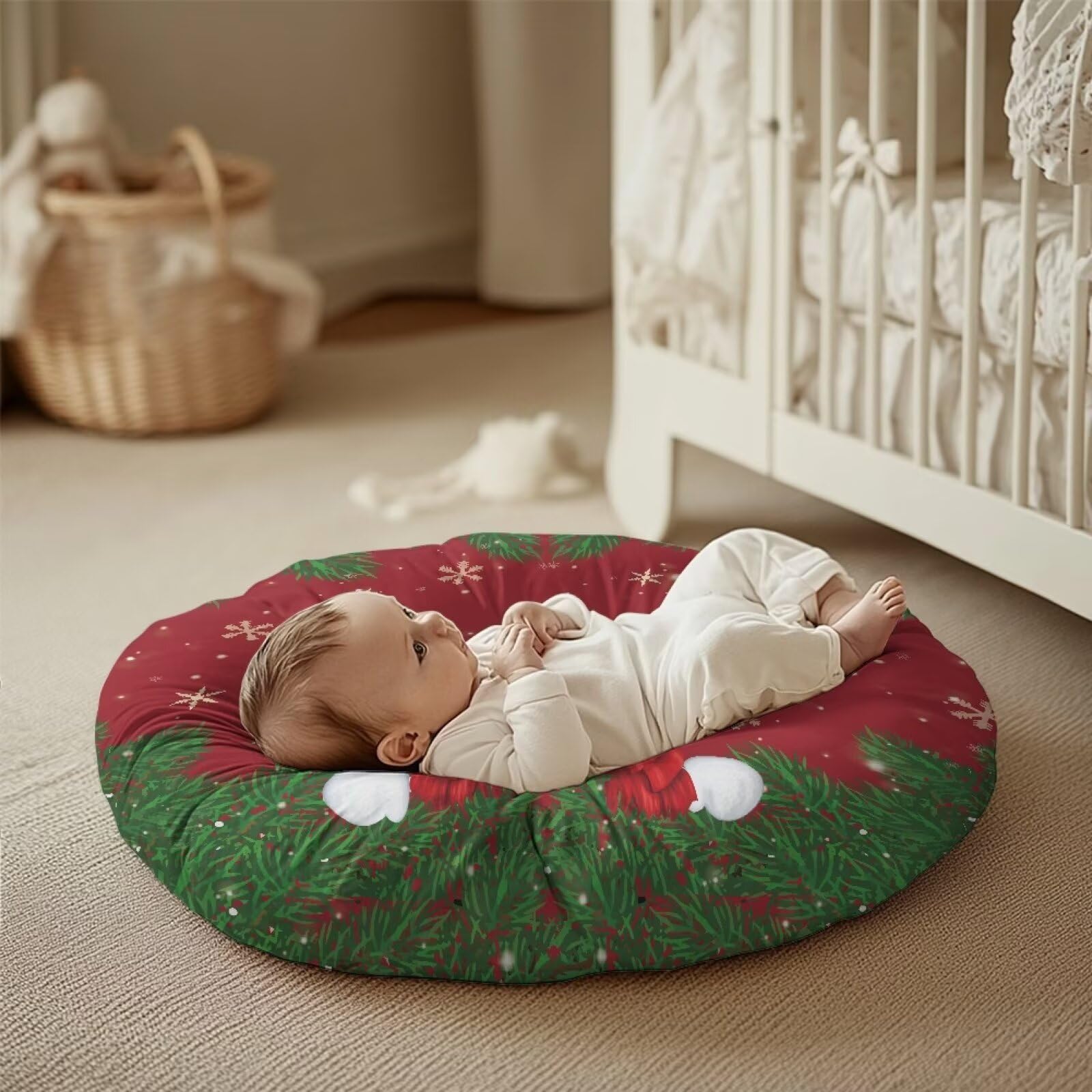 YUVAMAGIMO Christmas Snowman Baby Lounger Cover Ultra Soft Newborn Lounger Cover for Boys Girls Breathable Infant Lounger Slipcover Removable Cover for Newborn Lounger Pillow 2 Pack