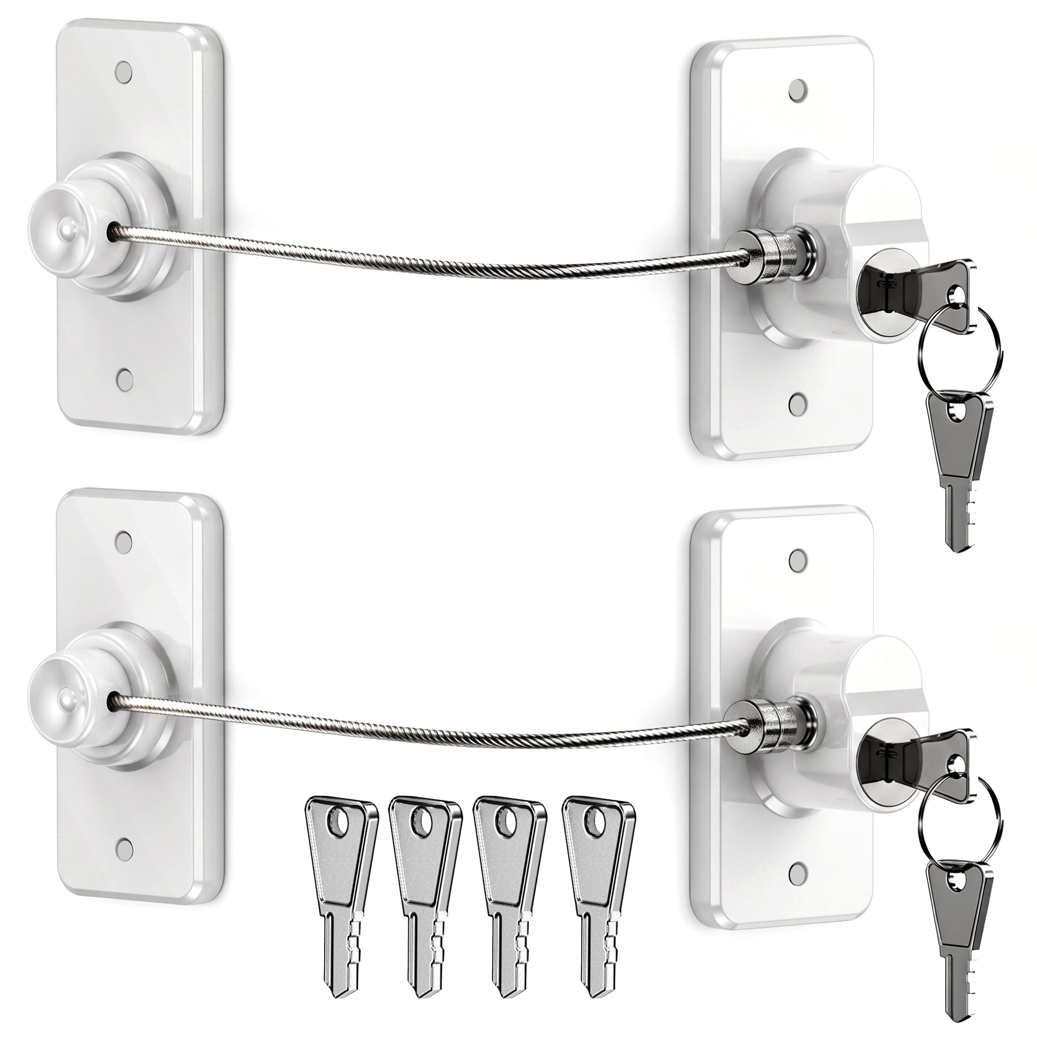 2 Pezzi Blocca Bambini per Frigorifero e Cassetti, Blocca Chiusura Cassetti con Potente Adesivo, Sicurezza Chiudi Cassetti Bambini per Frigorifero Armadietto, Cassetto, Armadio-Blanc