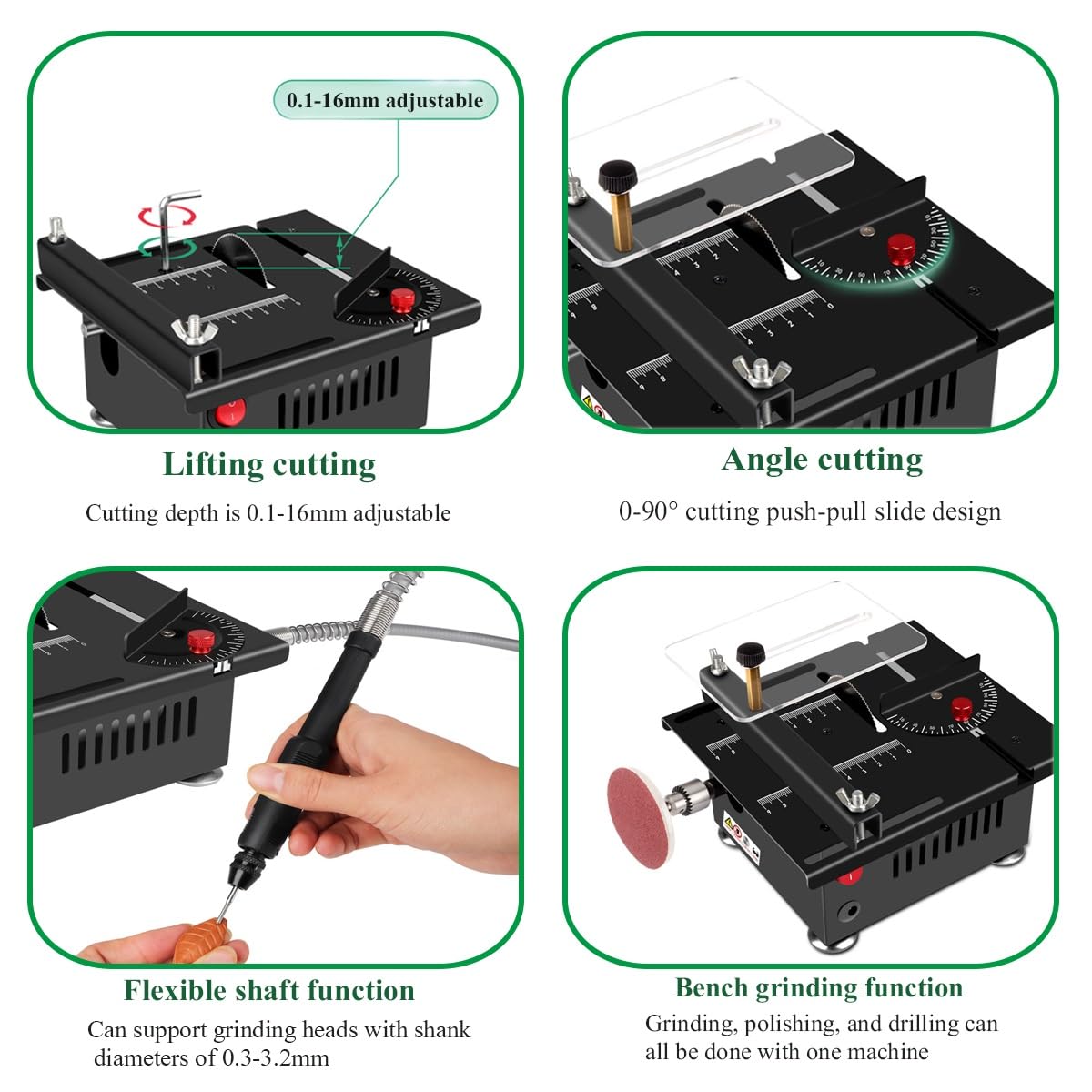 Mini-tafelcirkelzaag, 100 W, sterke motor, snelheid aanpassen