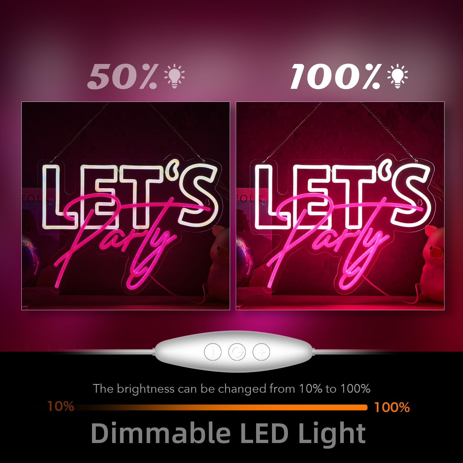 Let's Party Neonschild Lets Party Neonschild für Wanddekoration Party Dekorationen USB Dimmbar LED Neonlichter für Geburtstag Hochzeit Bierbar Küche Restaurant Home Bar Pub Taverne Party Man Cave Club