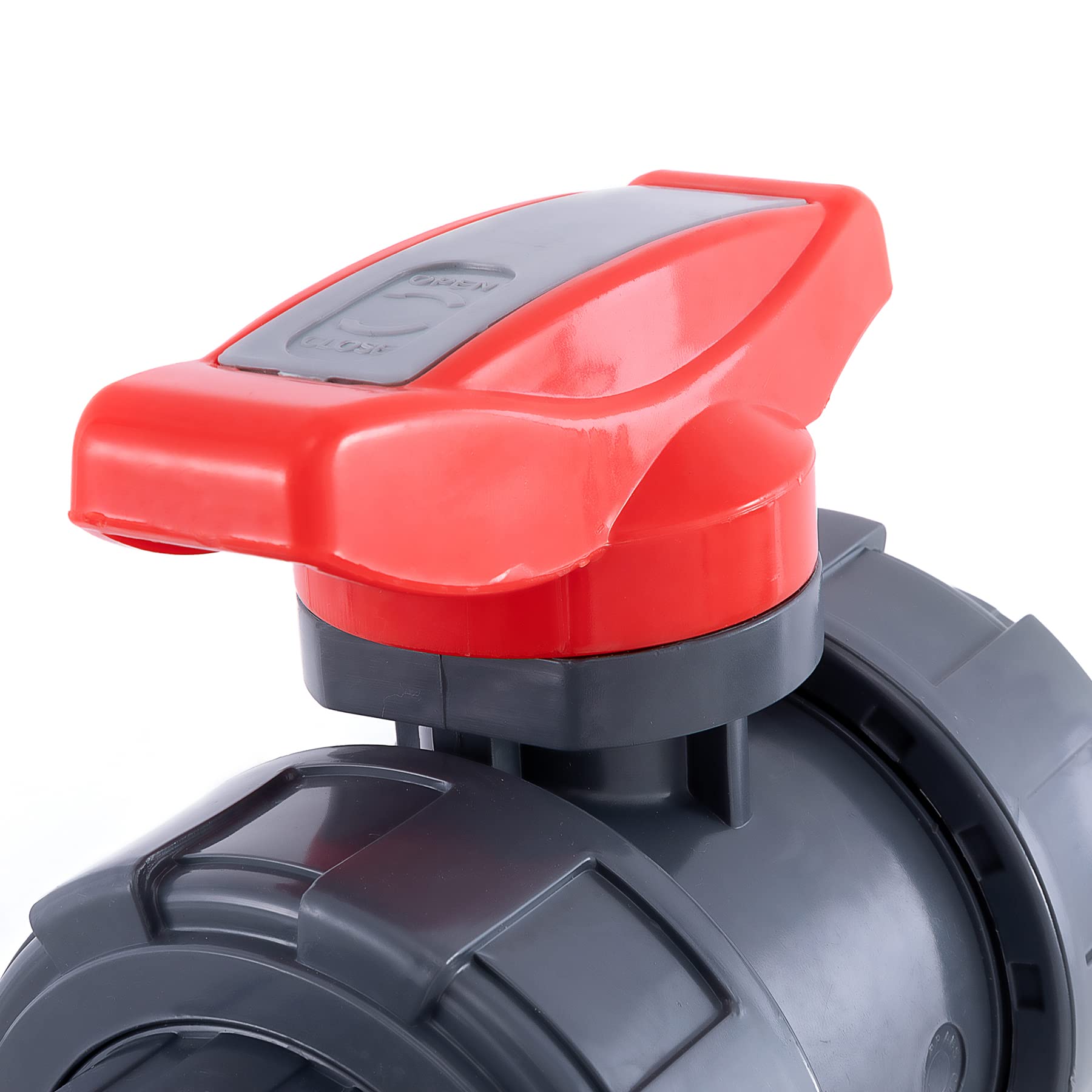 Válvula de bola de unión de PVC de 2 vías de 1.5 pulgadas, sistema de agua de unión rápida, puerto completo (1 1/2 pulgadas)