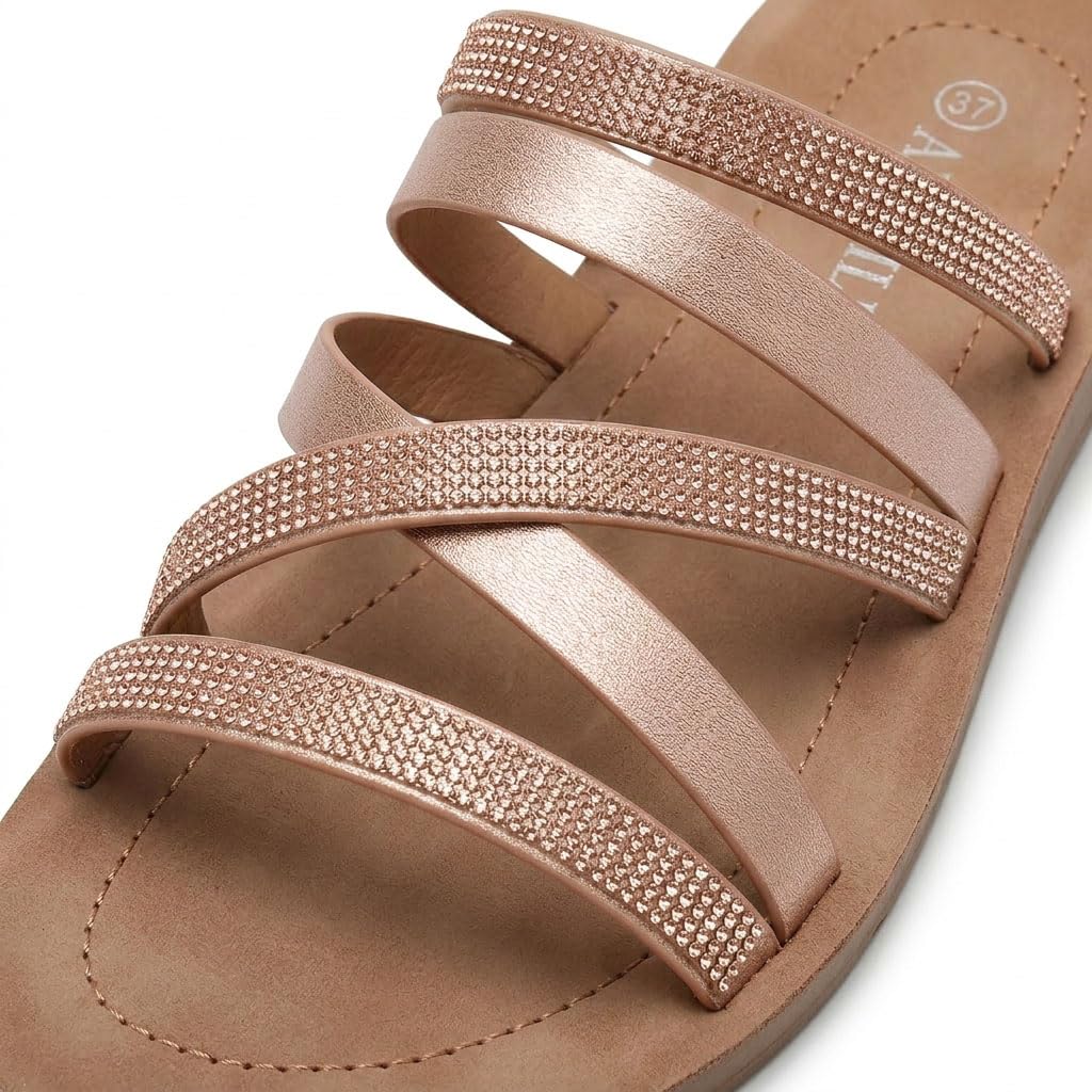 Sandali estivi da donna glitterati, comodi, leggeri, con strass, antiscivolo, aperti, per il tempo libero, con plantare morbido, per vacanze, spiaggia, vita quotidiana