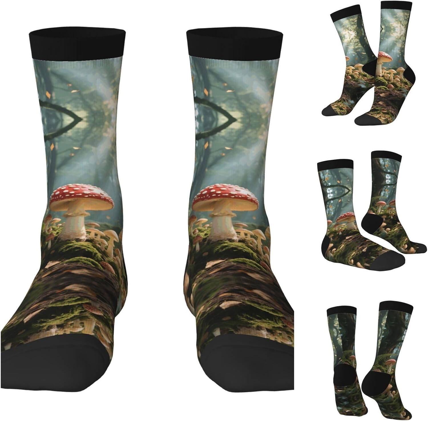 Calf Socks Casual Above Ankle Sock Mushroom PrintCrew Socks for Men Women Moisture Wicking Cushion Sports