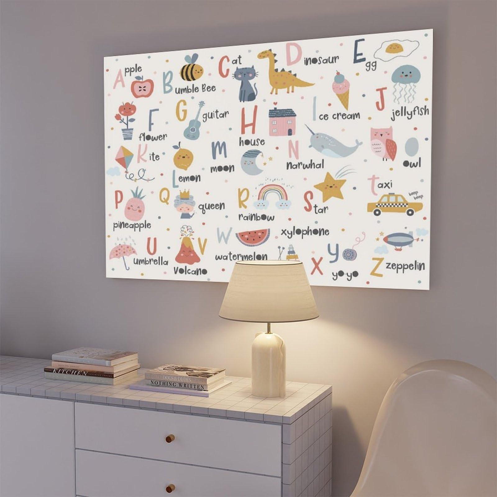 Poster éducatif sur toile pour décoration de chambre d'enfant - Motif alphabet - 61 x 91,4 cm (L x l)