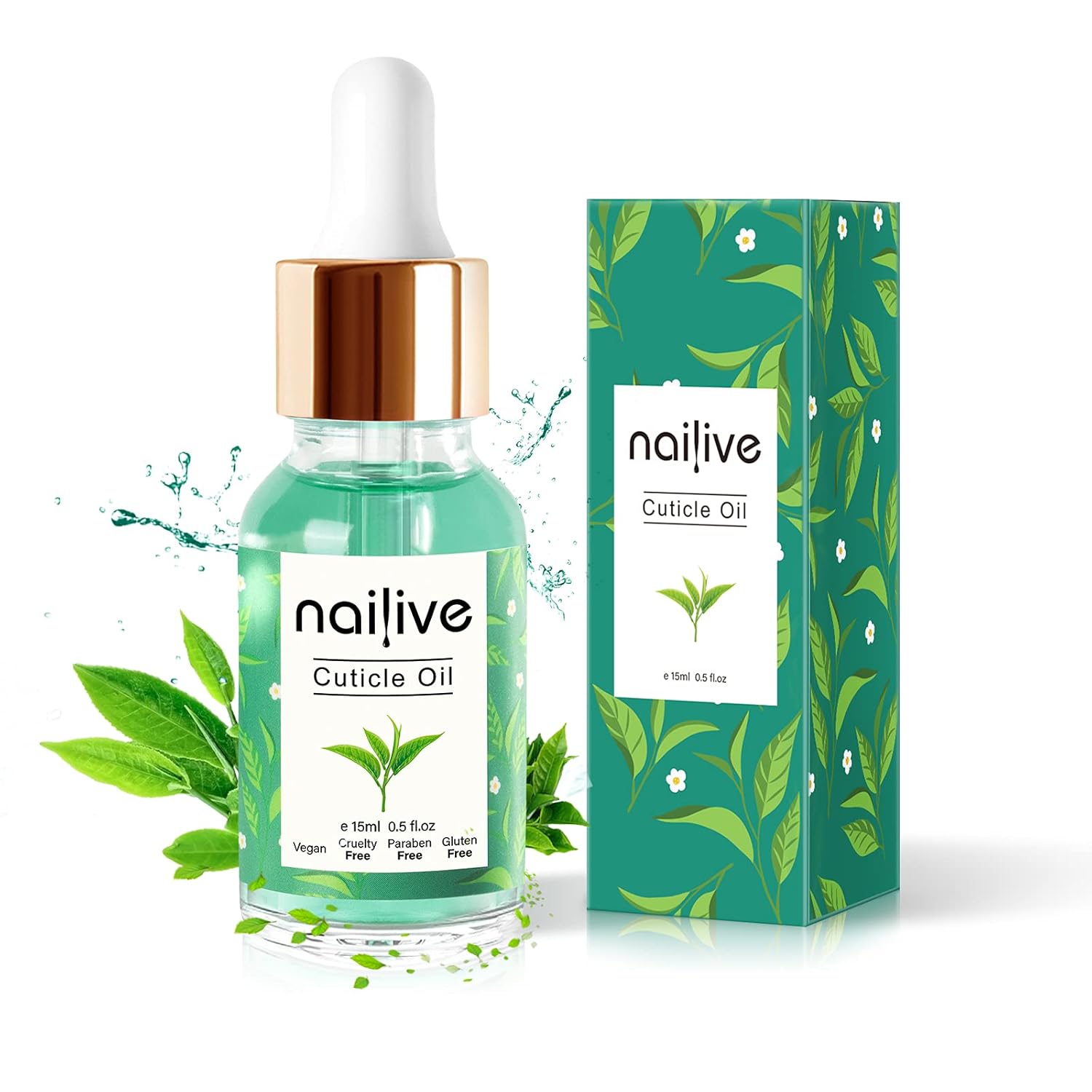 Nailive Nail Cuticle Oil Organic 100% Natural Jojoba Essence Oils Treatment Dry Damaged Nails Care Pure Green Tea Extraction Vitamin E for Growth Moisturizing Soothing Nourishing Cuticles 15ml/Bottle : Beauty & Personal Care
