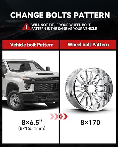 Miniatura 3 de YIZBAP 2 adaptadores de rueda centrados de 8x170 a 8x200, adaptadores de rueda de 2 pulgadas 0.315x6.693 in a 0.315x7.874 in, orificio del cubo de