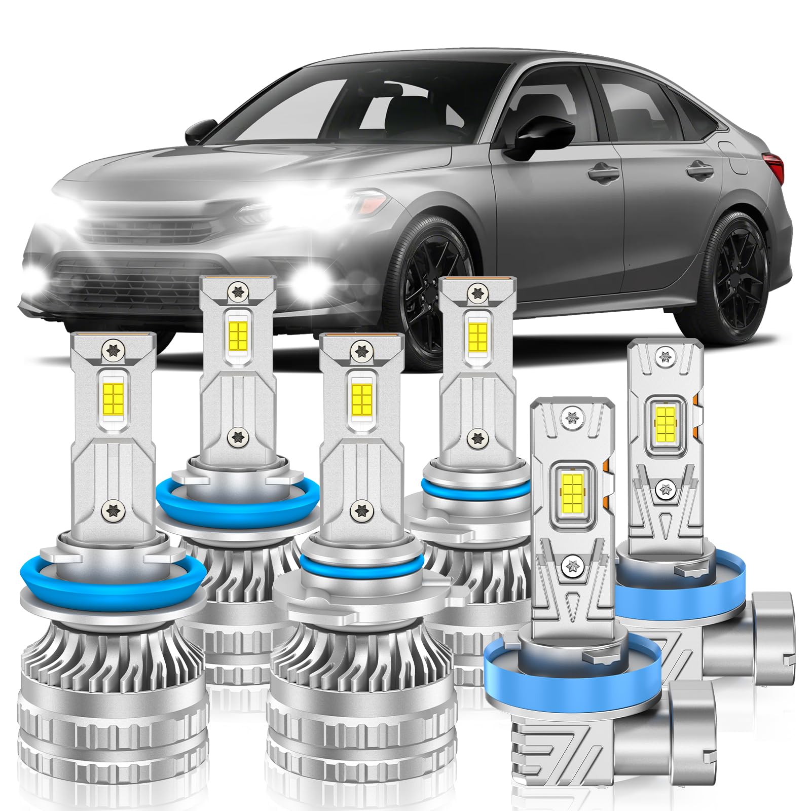 Photo 1 of VESTNEXCL Compatible With 2016-2022 Honda Civic Sedan Fog Bulbs, High&Low Beam Fog Light Combo, Upgraded 800% Brightness, Super Bright 6000K Pure White Light, Pack of 6