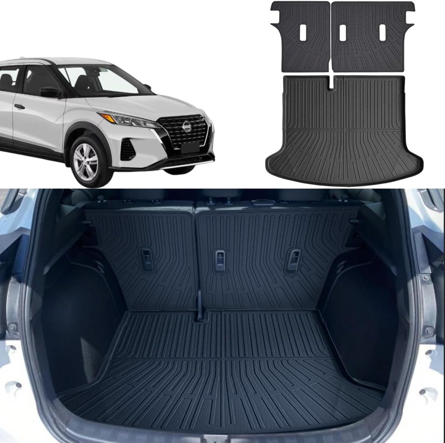 Cargo Liner Backrest Mat Fits for Nissan Kicks 2018-2024 Cargo Mat Liner All Weather TPE Protector Back Seat Cover Accessories