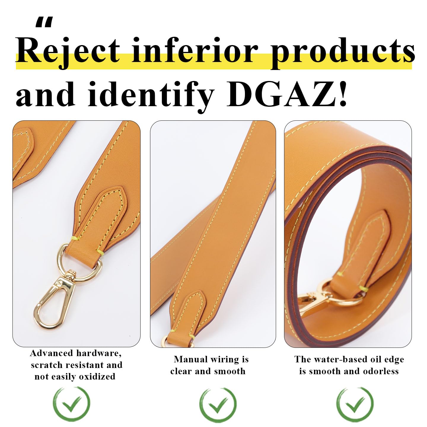 DGAZ Correa Bandolera Vachetta para Neverfull, 3,8 x 110 cm, Beeswax