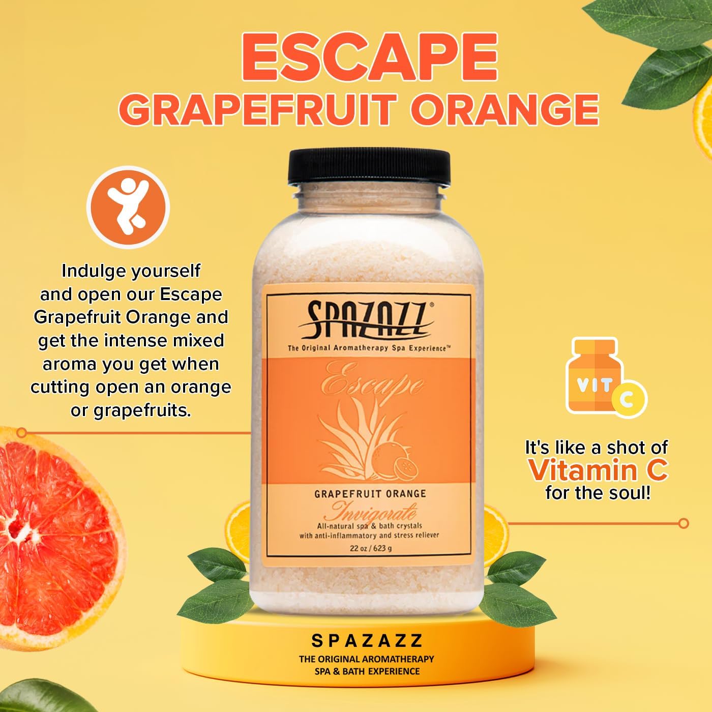 Spazazz 7380C Spa and Bath Crystals, Grapefruit Orange