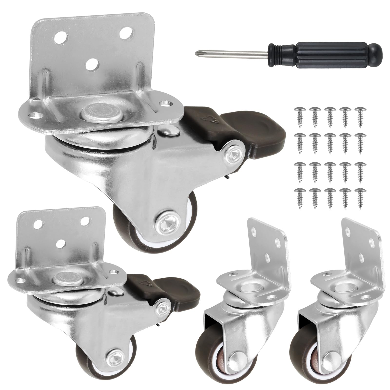 Roulettes pour meubles d'appoint lot de 4 roulettes de 2 pouces pivotantes en L avec frein salon