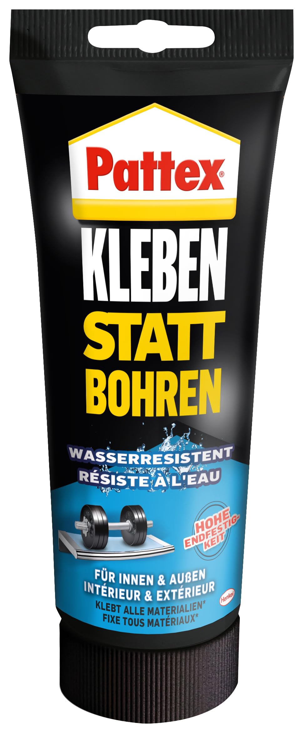 Pattex Montagekleber Kleben statt Bohren Wasserresistent, Kraftkleber für innen & außen, universell einsetzbarer Baukleber, Kleber mit hoher Festigkeit, 1 x 340g