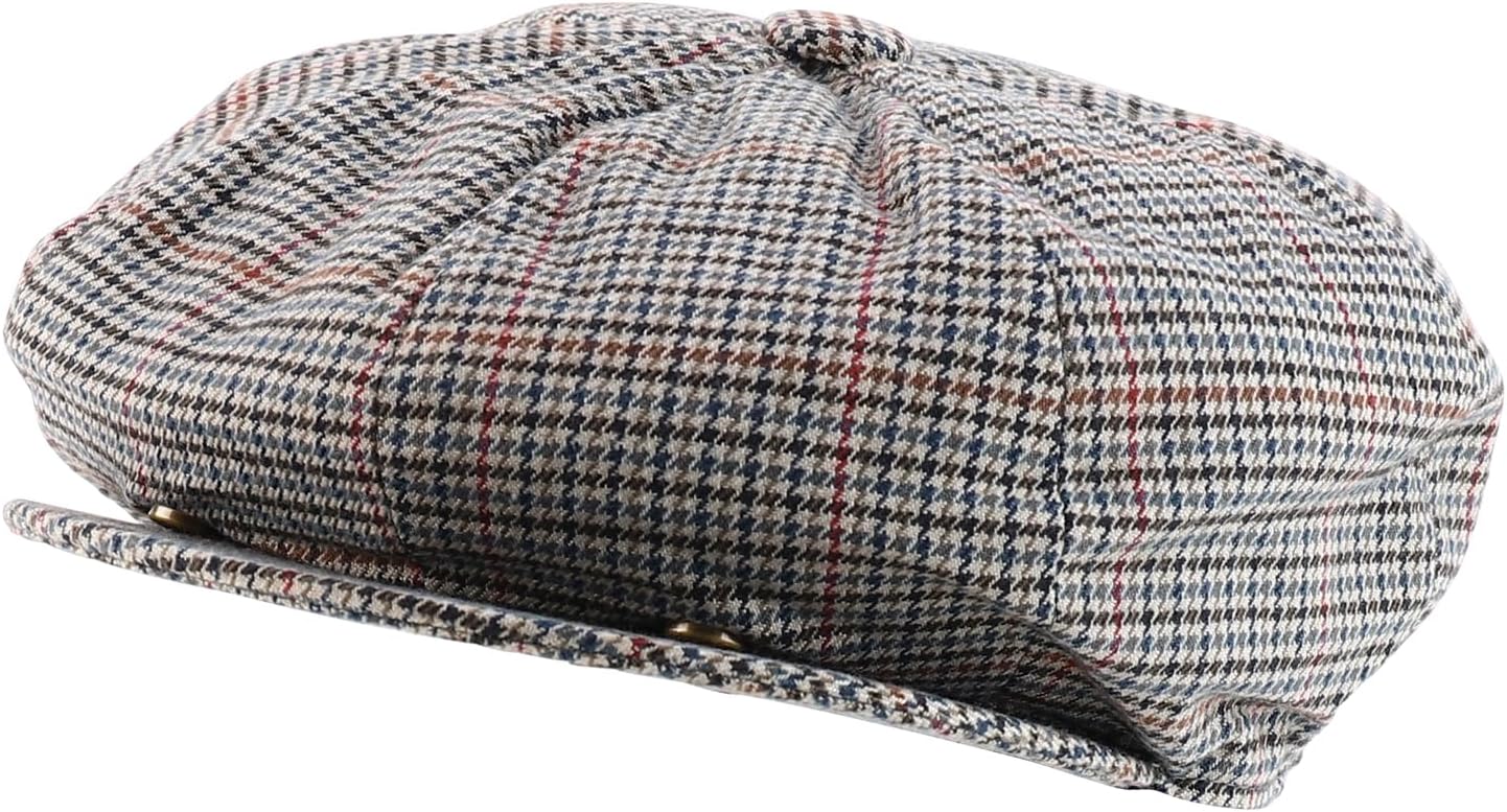 Trendy Apparel Shop Plaid Checker Patterned Wool Acrylic Blend Newsboy Applejack Hat