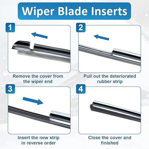 Miniatura 5 de 4 piezas de repuesto de limpiaparabrisas de 28 pulgadas, repuesto universal ajustable para limpiaparabrisas delantero y trasero, tira de goma para