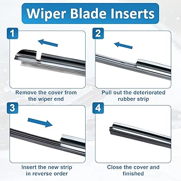BFXM 4Pcs Wiper Blade Refill, 28 inch DIY Adjustable Universal Replacement Wiper Blade Refill Replacement for Front and Rear Windshield Wiper Baldes Rubber Strip for Car, Truck, SUV