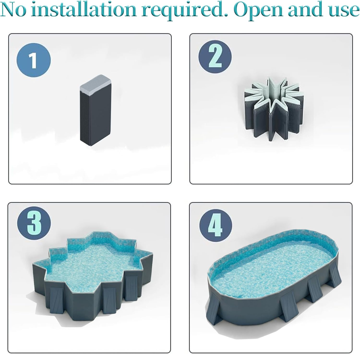 YYW Foldable Family Pool for Kids & Adults - Portable Large Kiddie Swimming Pool for Indoor/Outdoor Garden Backyard Summer Parties (Cloud Ink Gray, 104)