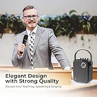 Vista 4 de Amplificador de voz con 2 micrófonos inalámbricos, altavoz Bluetooth portátil de 70 W con micrófono, sistema de altavoces PA pequeño, máquina