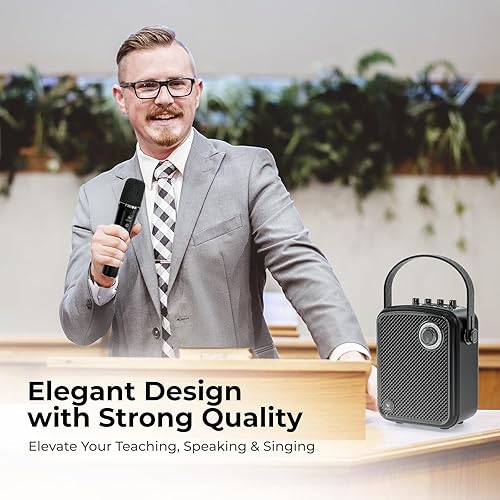 Miniatura 4 de Amplificador de voz con 2 micrófonos inalámbricos, altavoz Bluetooth portátil de 70 W con micrófono, sistema de altavoces PA pequeño, máquina de