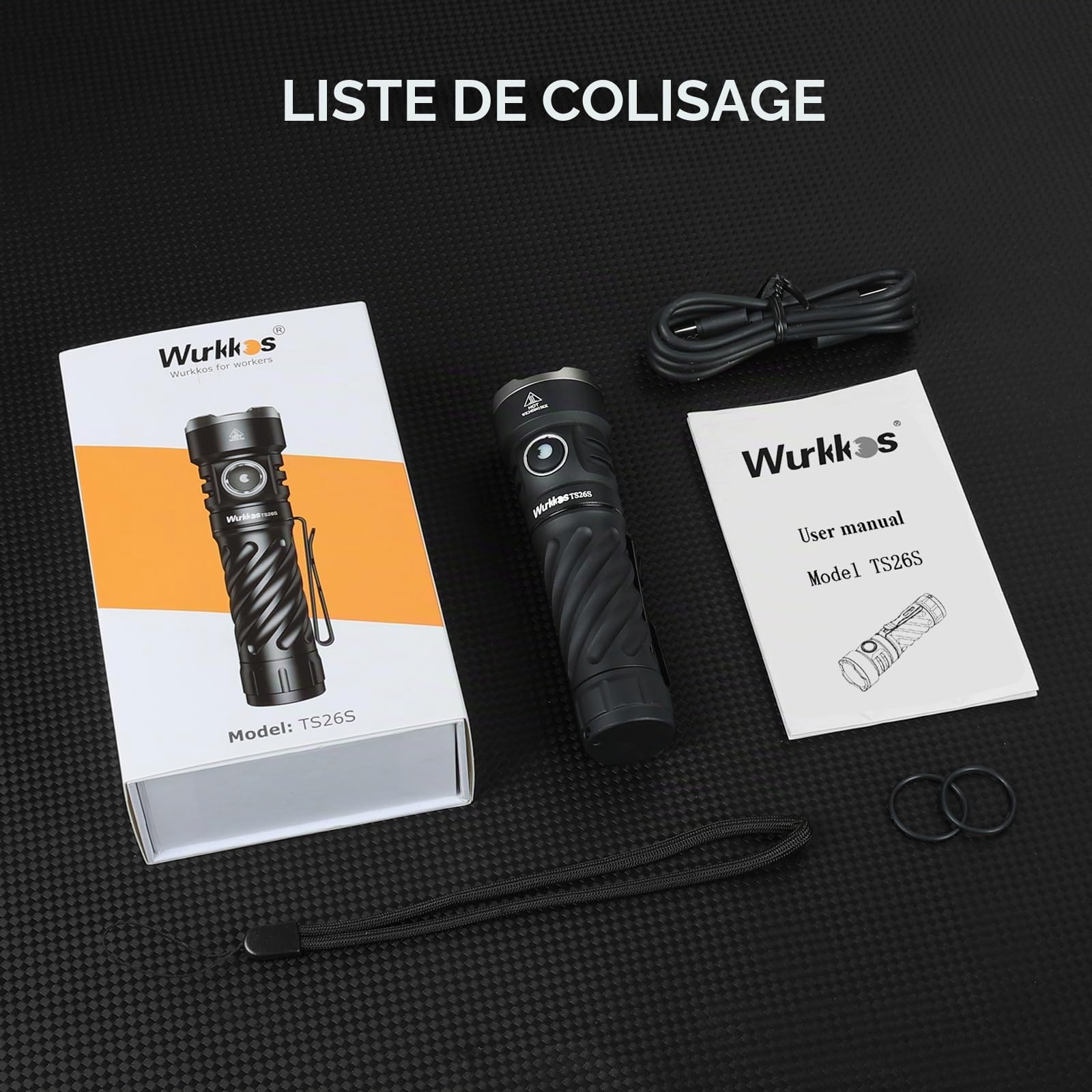 Wurkkos TS26S Lampe torche rechargeable EDC, 3100 Lumens 95 CRI | IP68 étanche, port USB-C, embout magnétique, 191m portée, idéale pour camping, randonnée et urgences