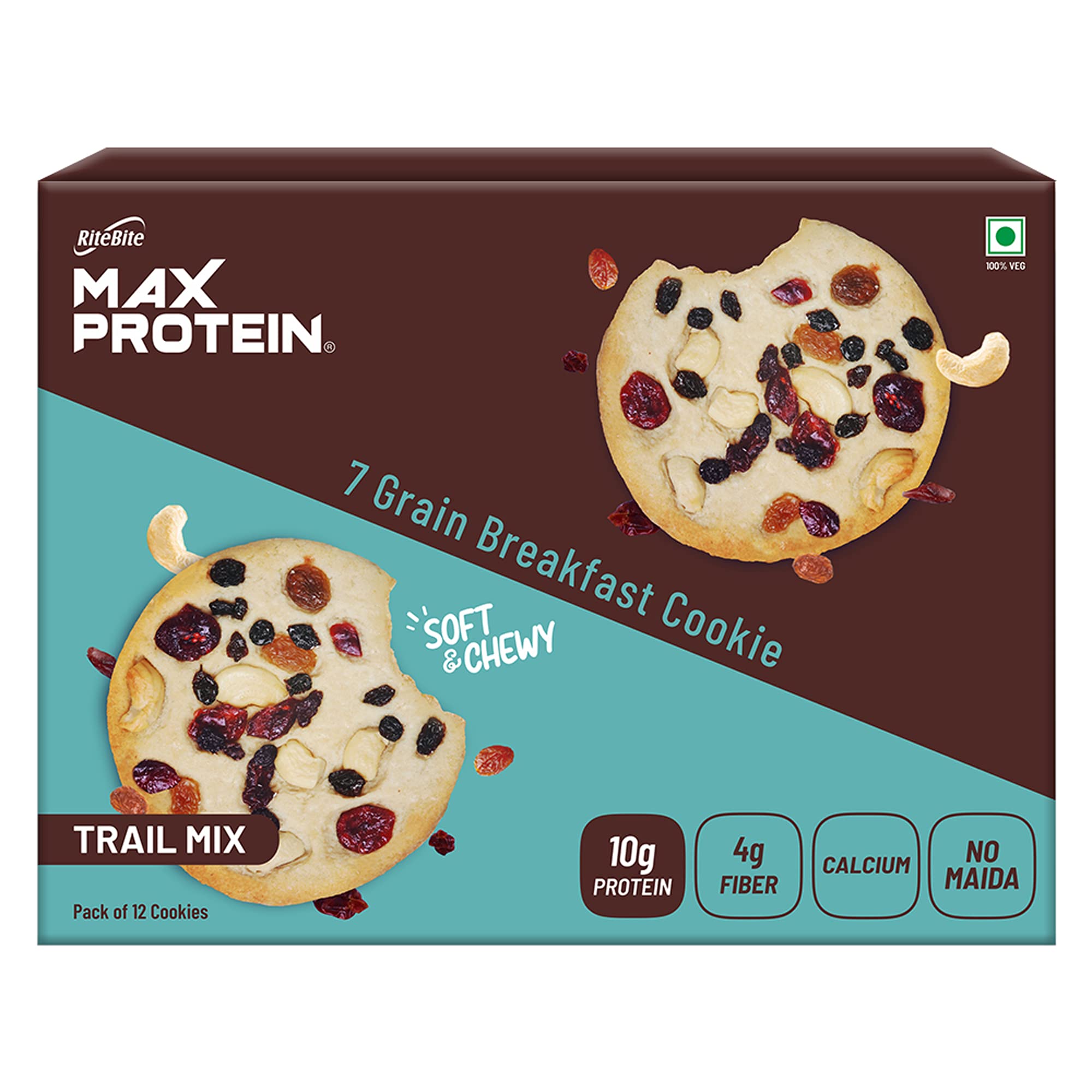 Max Protein Cookies – Trail Mix [Pack of 12 ] 7 Grain Breakfast Cookie loaded with Protein, Fiber and calcium, NO MAIDA, GMO FREE, NO Preservatives (B09H36RNDL) Amazon Price History, Amazon Price Tracker
