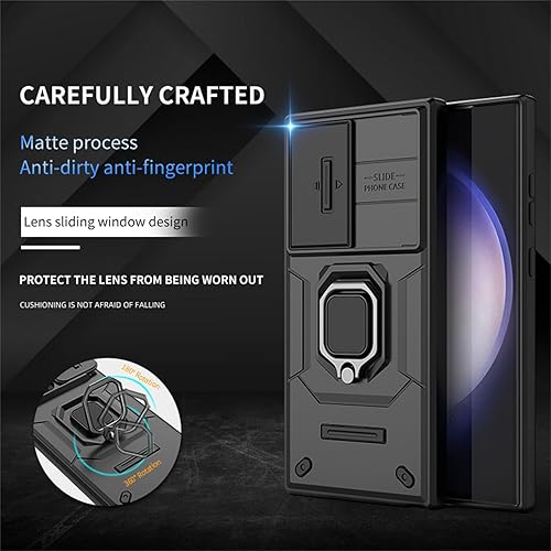 Miniatura 2 de Funda protectora para Samsung Galaxy S23 Ultra con cubierta deslizante para cámara, grado militar, a prueba de golpes, resistente, con función atril