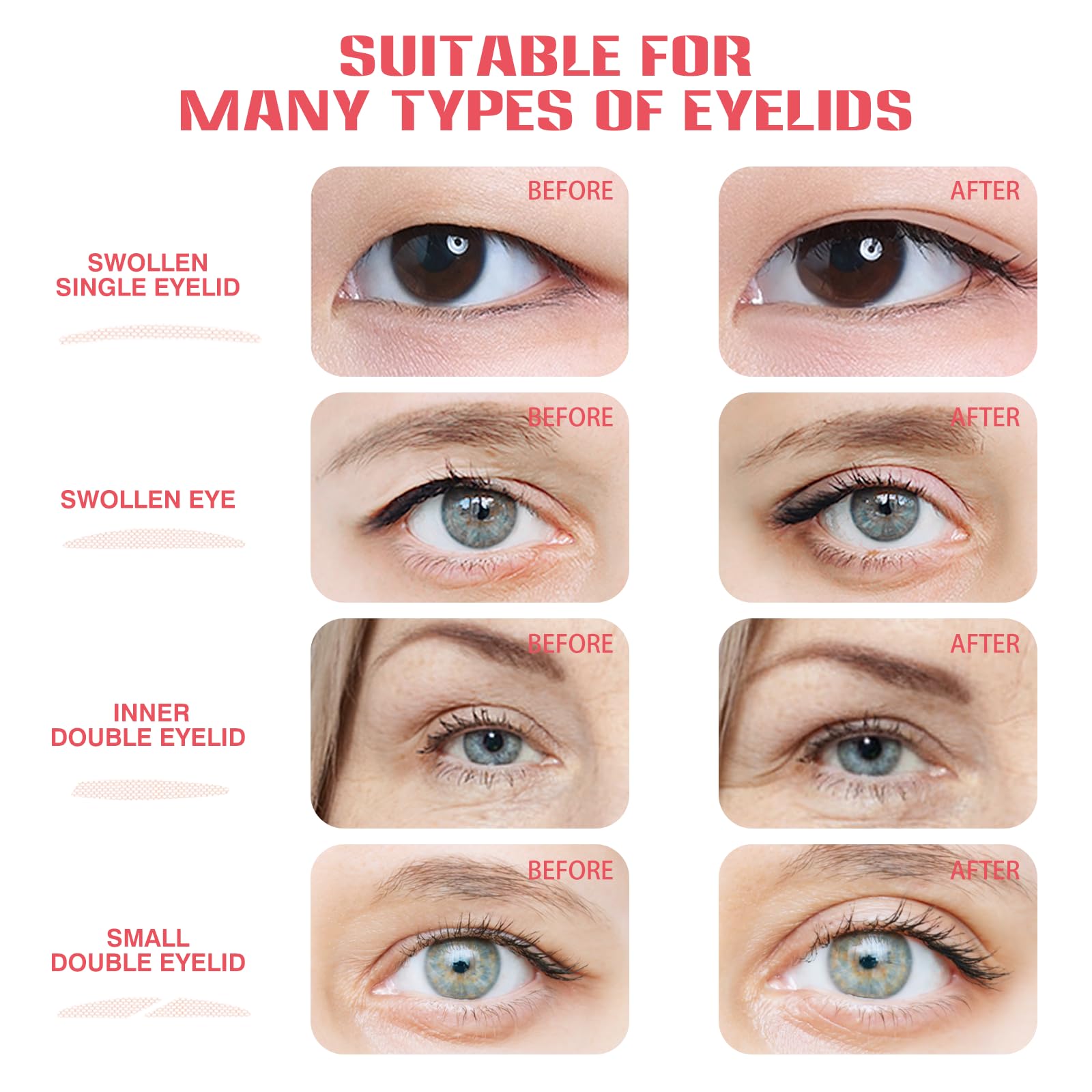 Eyelid Tape 632Pcs, Instant Invisible Eyelid Lifter Strips Ultra-Thin Breathable long-lasting Double Eyelid Tape for Hooded, Droopy, Uneven, Mono-eyelids-New upgrade.eyelid lifter strips